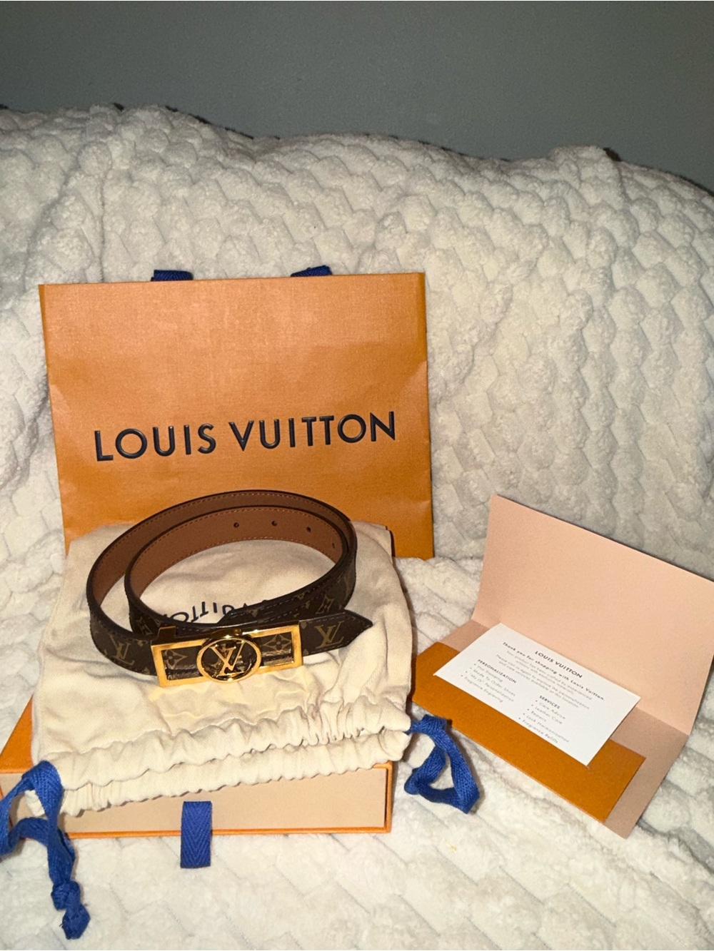 🔥Like New Louis Vuitton Monogram 25mm Dauphine Reversible Belt Tan🔥